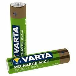 Varta Endlos-Akku, Wiederaufladbar Bis Zu 3500 Ladungen, Geringe Selbstentladung, Gebrauchsfertig Vorgeladener AAA Micro Ni-MH Akku, 2er-Pack, 950 MAh, Wiederaufladbar Ohne Memory-Effekt