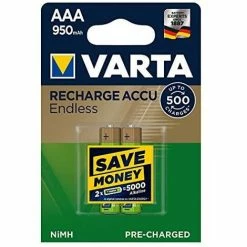 Varta Endlos-Akku, Wiederaufladbar Bis Zu 3500 Ladungen, Geringe Selbstentladung, Gebrauchsfertig Vorgeladener AAA Micro Ni-MH Akku, 2er-Pack, 950 MAh, Wiederaufladbar Ohne Memory-Effekt -VARTA Shop 39559281 4