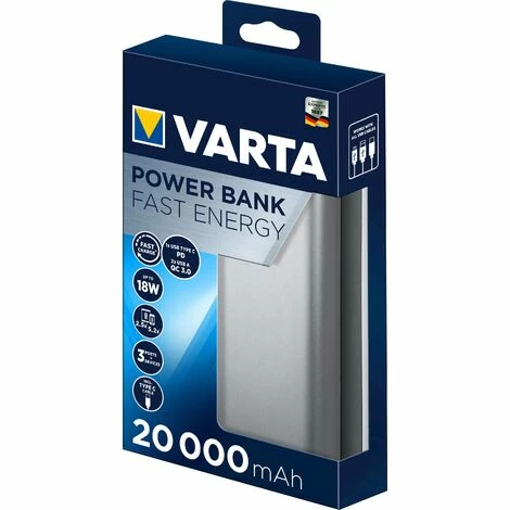 Varta Power Bank Fast Energy 20000 Powerbank 20000 mAh Quick Charge 3.0 LiPo USB-C® Grau Varta Power Bank Fast Energy 20000 Powerbank 20000 MAh Quick Charge 3.0 LiPo USB-C® Grau -VARTA Shop 46057573 3