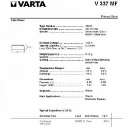 337, Varta V337, SR416SW Knopfzelle Für Uhren Etc. 7 337, Varta V337, SR416SW Knopfzelle Für Uhren Etc. -VARTA Shop 9476764 3